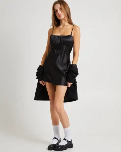 Ivy Ruched Silky Slip Mini Dress