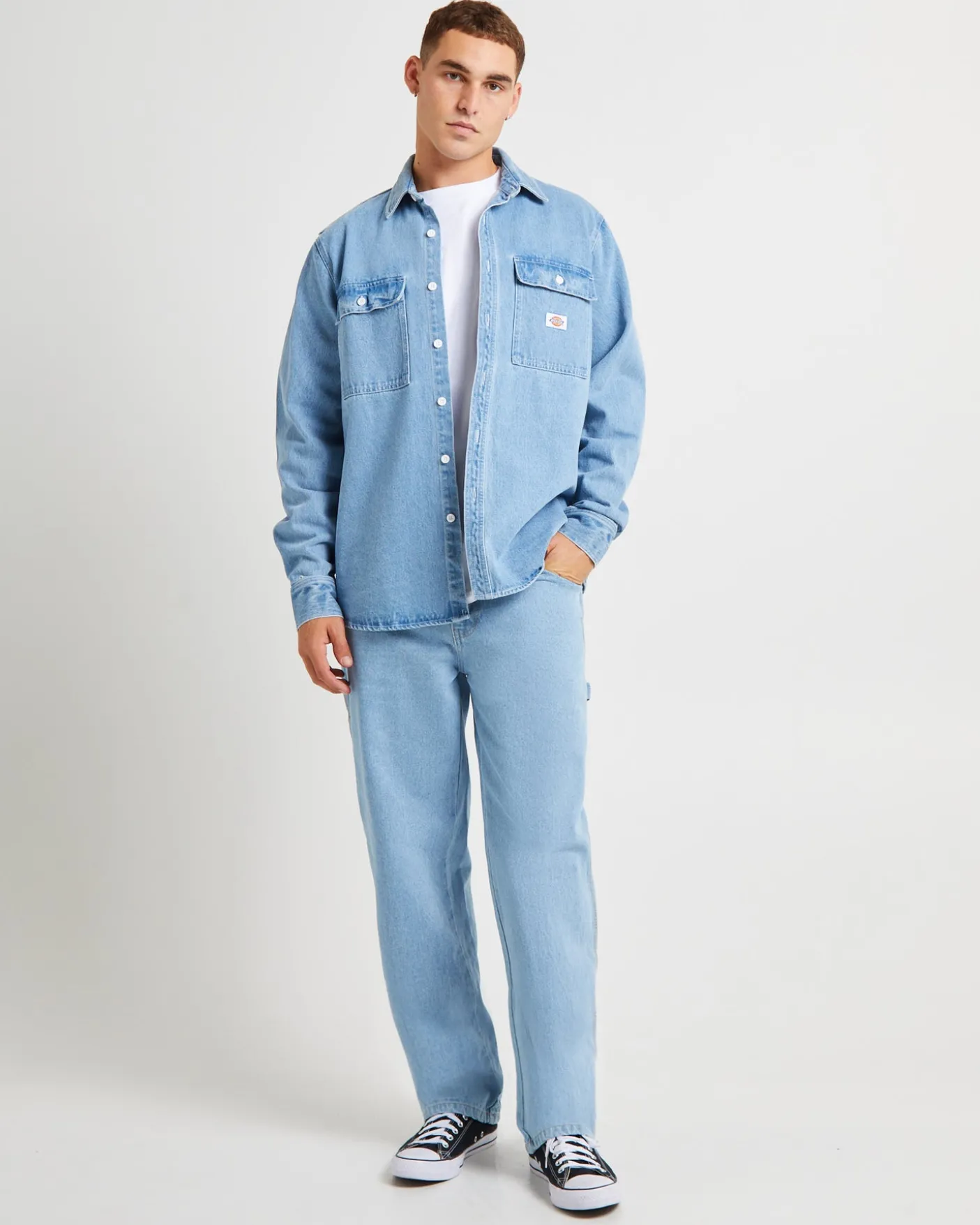 Jacinto Denim Long Sleeve Shirt Stone Wash Light Indigo