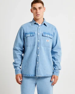 Jacinto Denim Long Sleeve Shirt Stone Wash Light Indigo