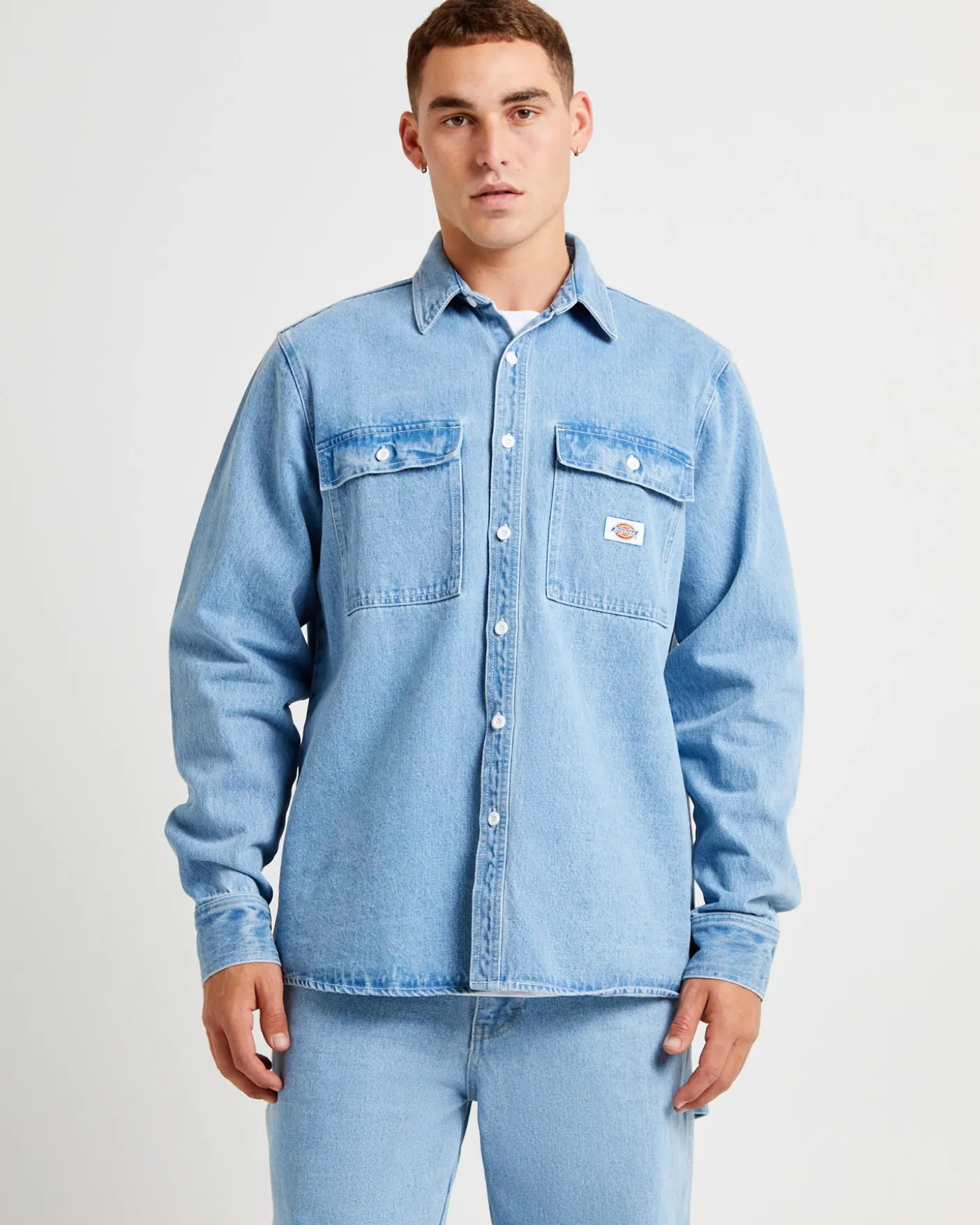 Jacinto Denim Long Sleeve Shirt Stone Wash Light Indigo