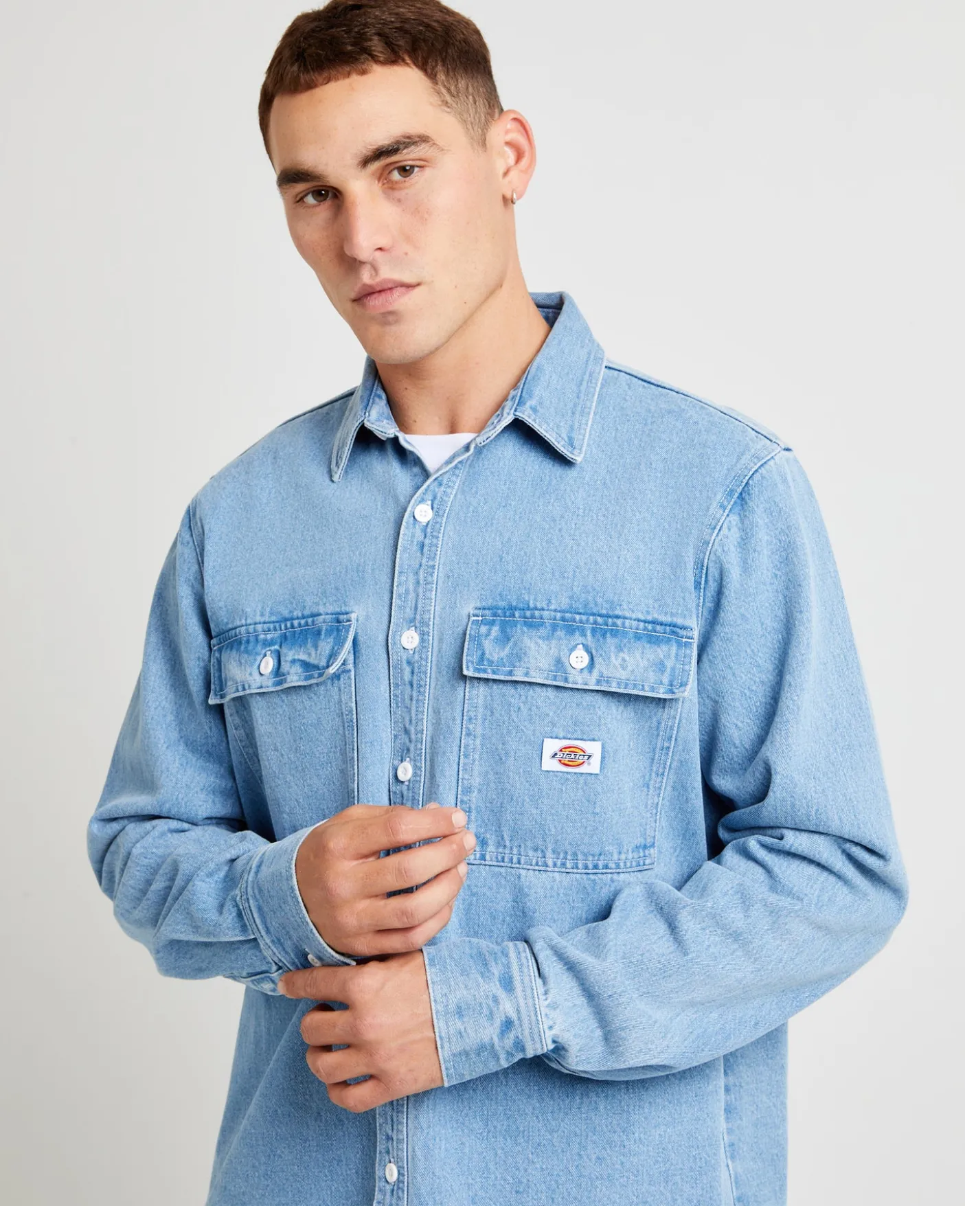 Jacinto Denim Long Sleeve Shirt Stone Wash Light Indigo