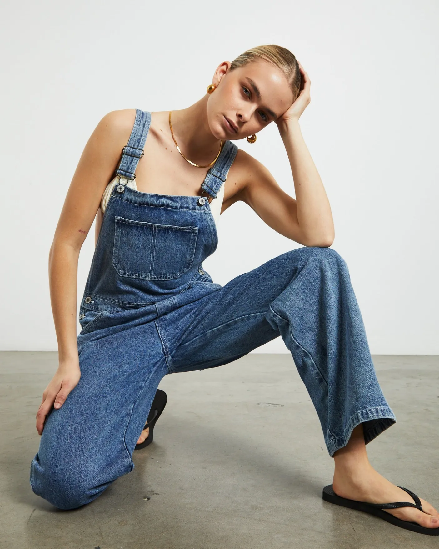 Jadey Denim Relaxed Overalls