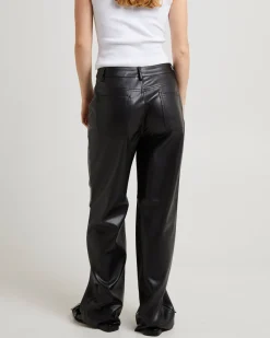 Jadey Relaxed PU Pants Black