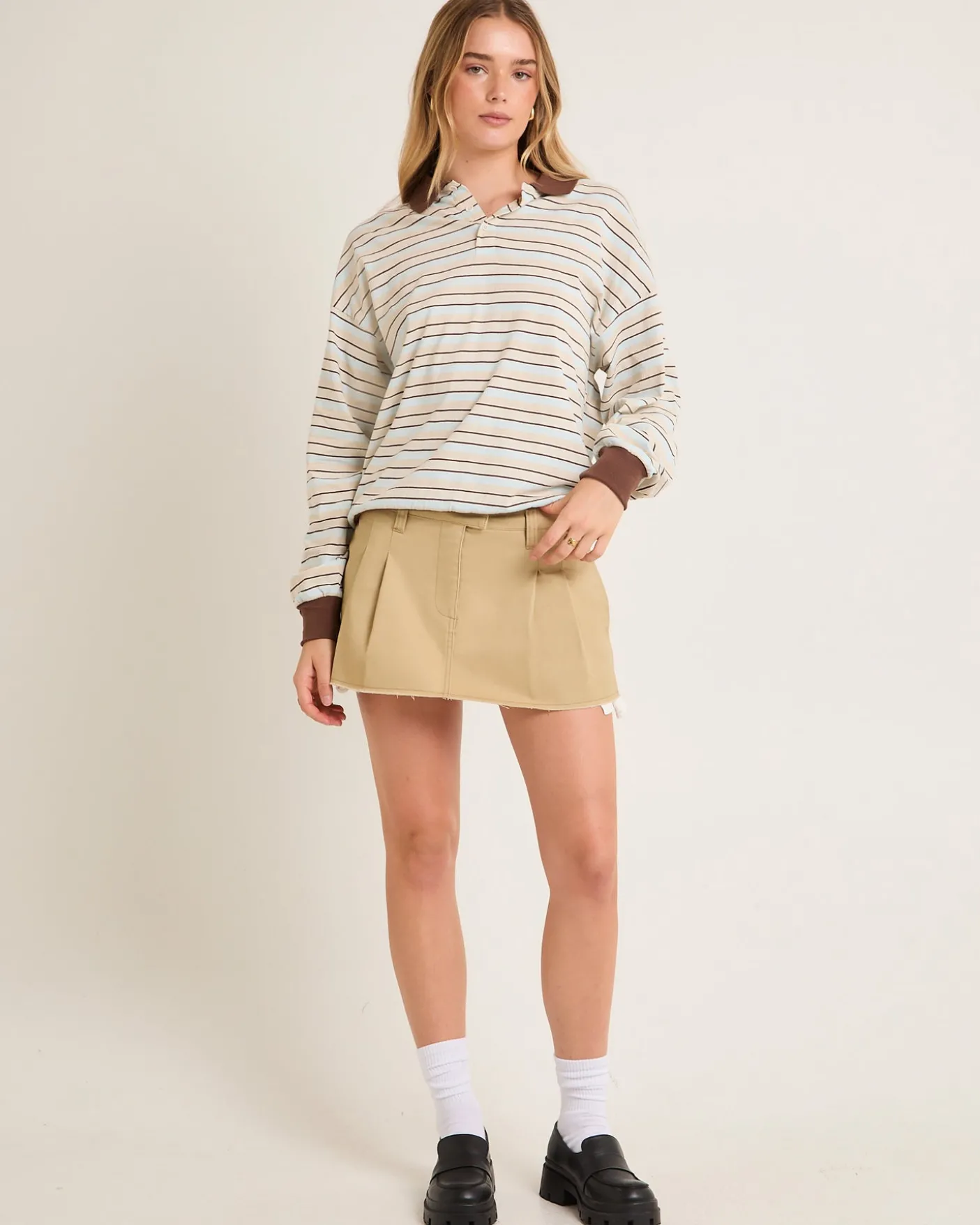 Jase Stripe Long Sleeve Polo Shirt
