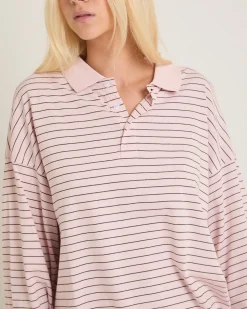 Jase Stripe Long Sleeve Polo Shirt