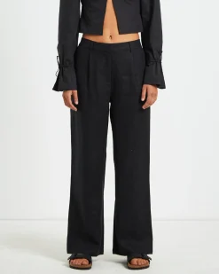 Jemimah Linen Trouser in Black