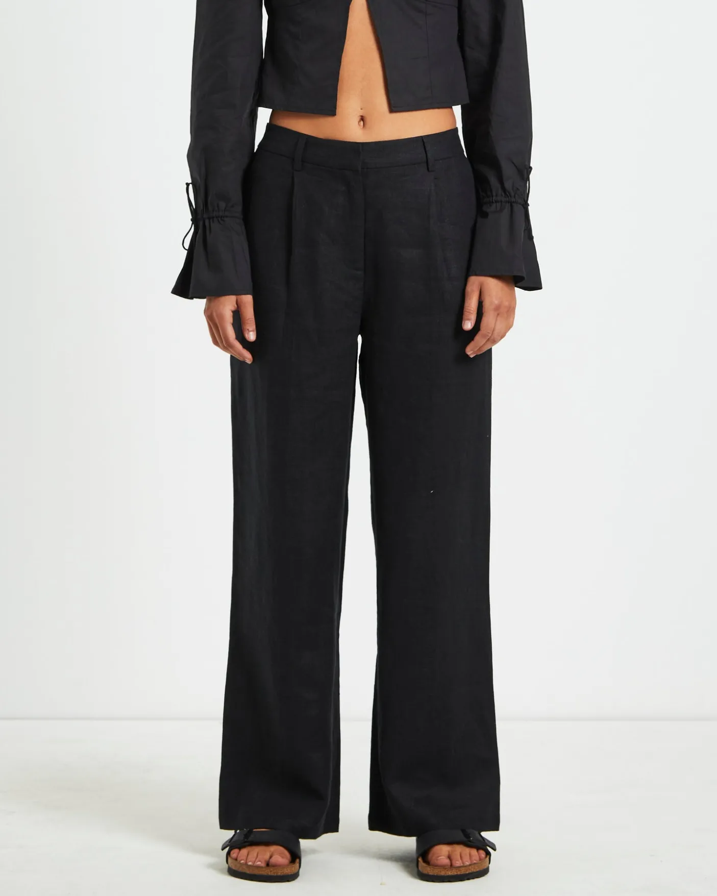 Jemimah Linen Trouser in Black