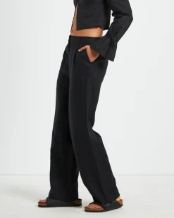 Jemimah Linen Trouser in Black