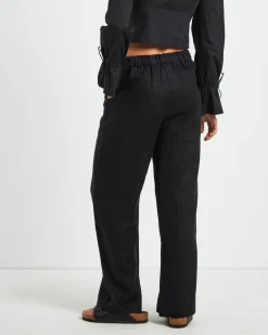 Jemimah Linen Trouser in Black