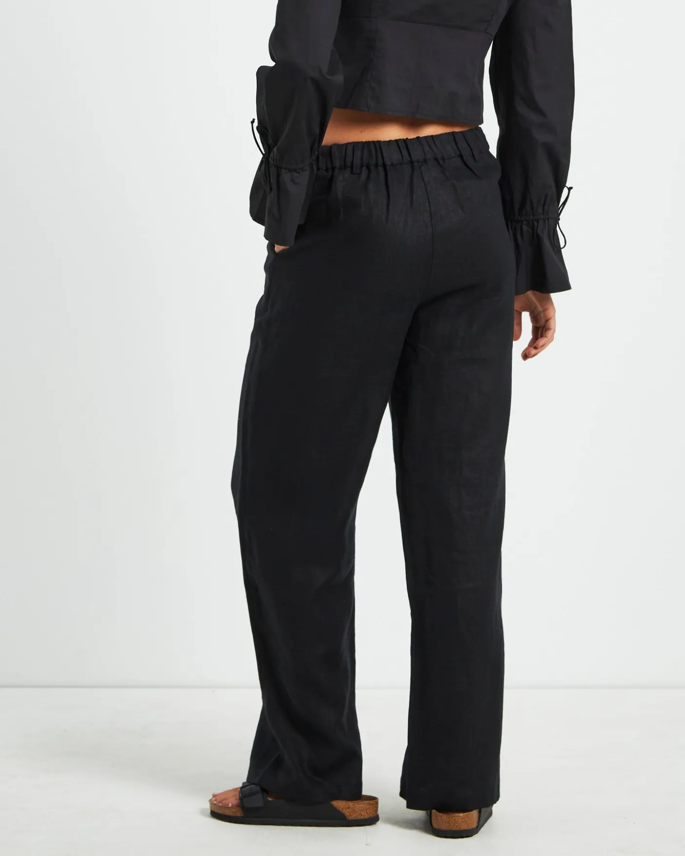 Jemimah Linen Trouser in Black
