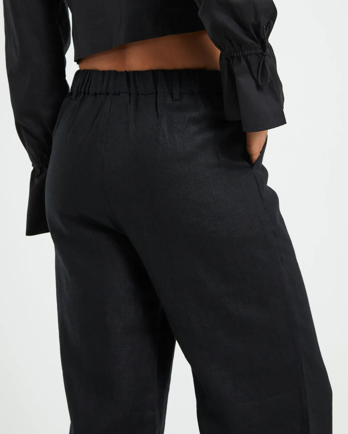 Jemimah Linen Trouser in Black