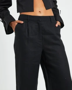 Jemimah Linen Trouser in Black