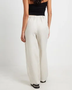 Jemimah Linen Trouser Pants in Oat Marle