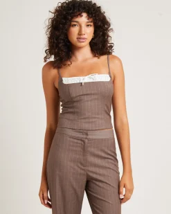 Jenna Pinstripe Ruched Top