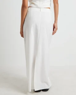 Jinta Tailored Linen Maxi Skirt in White