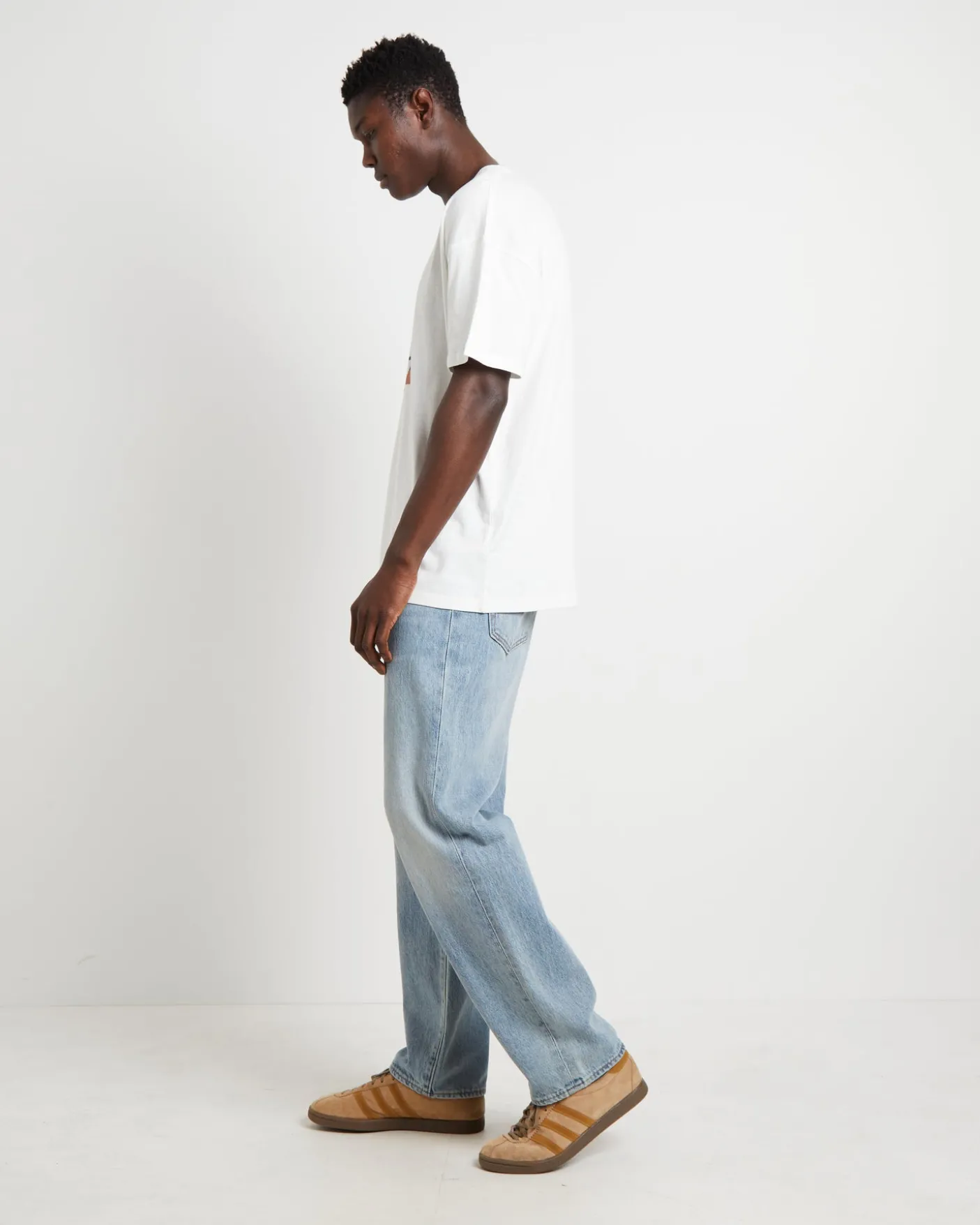 Jon Short Sleeve T-Shirt in Solid Washed White