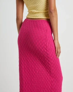 Josie Crochet Maxi Skirt in Lipstick Pink