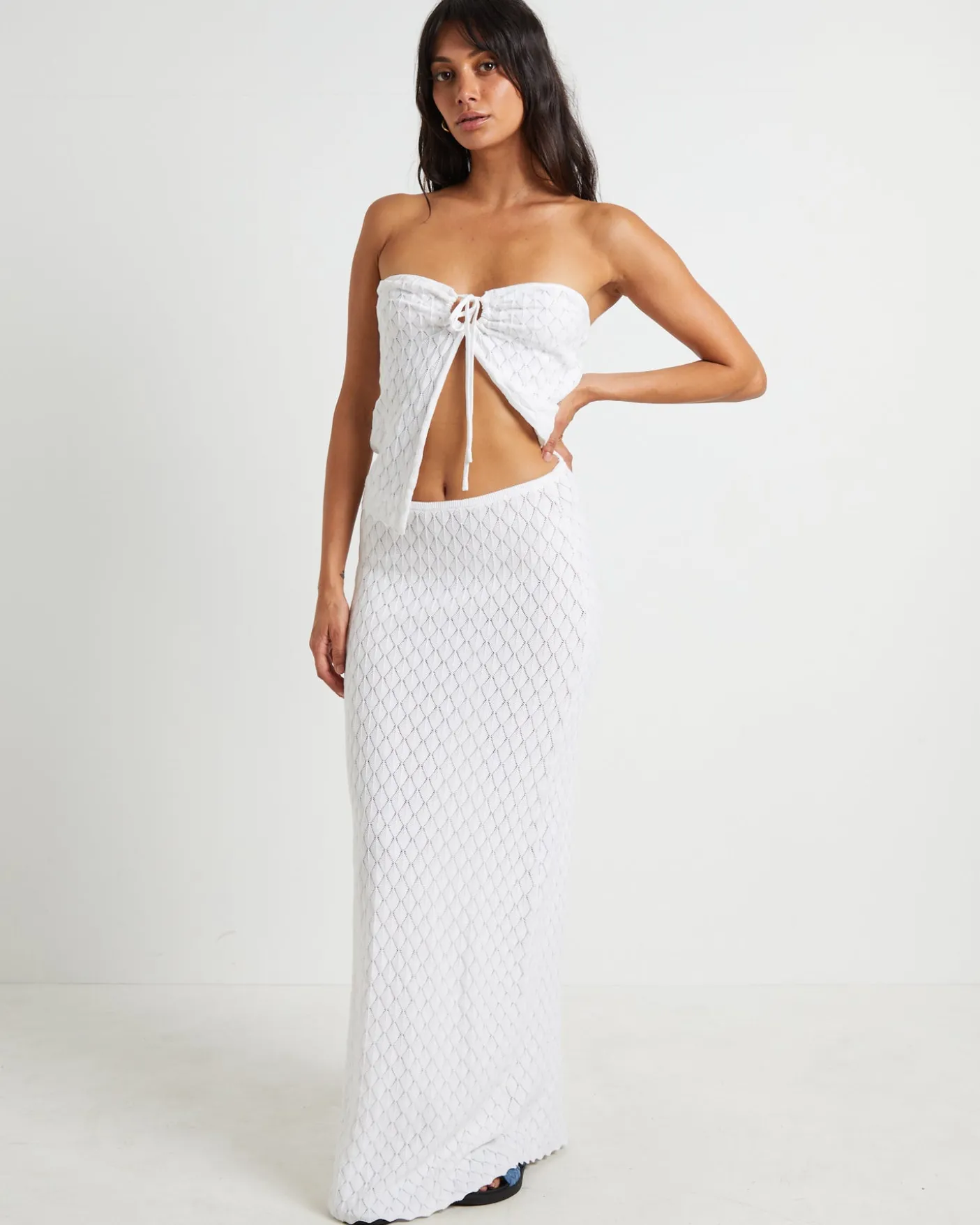 Josie Crochet Maxi Skirt in White