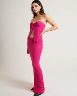 Josie Crochettie Tie Front Top in Lipstick Pink