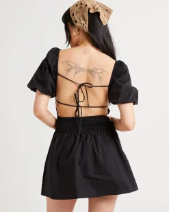 Kora Puff Sleeve Shirred Mini Dress