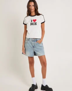 Kourtney Raw Chop Denim Shorts