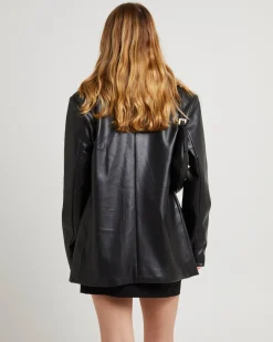 Kylie Boxy PU Blazer Black