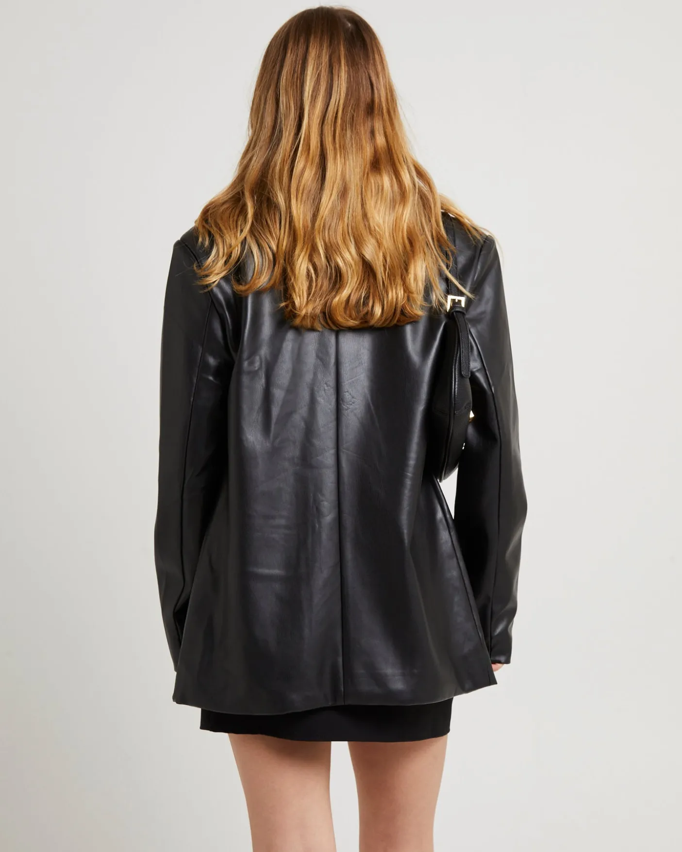 Kylie Boxy PU Blazer Black