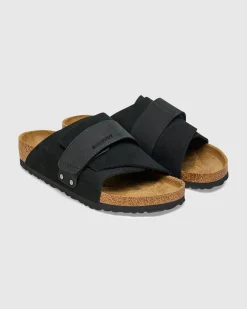 Kyoto Black Suede Nubuck Leather Sandals