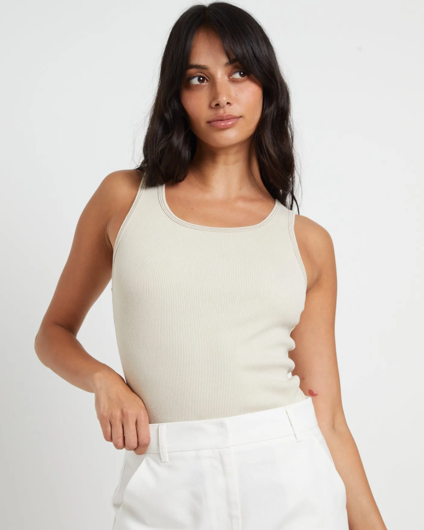 Lagoon Muscle Tank Top in Stone