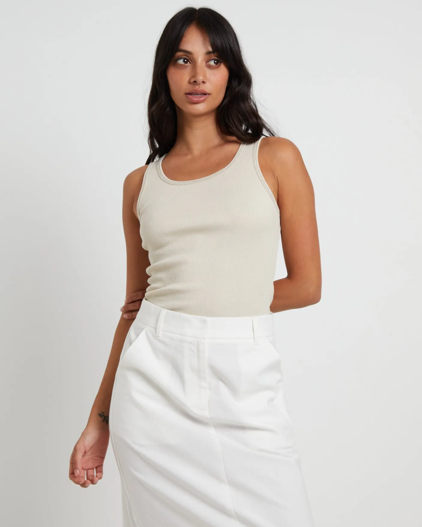 Lagoon Muscle Tank Top in Stone