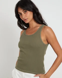 Lagoon Muscle Tank Top in Khaki