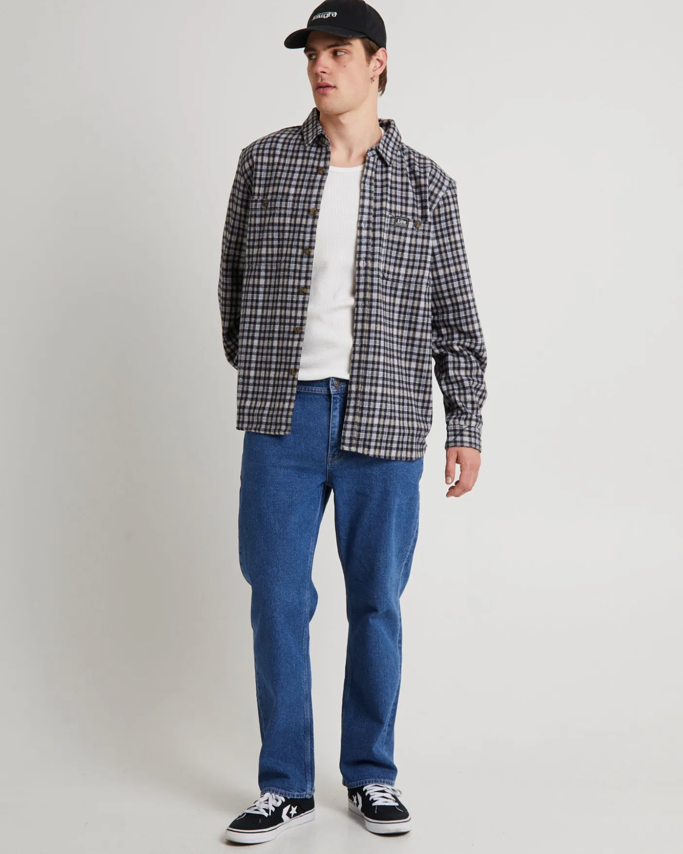 Lee Worker Long Sleeve Shirt Brown Check