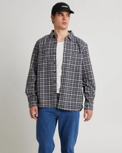 Lee Worker Long Sleeve Shirt Brown Check