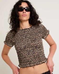 Leopard Shirred Top
