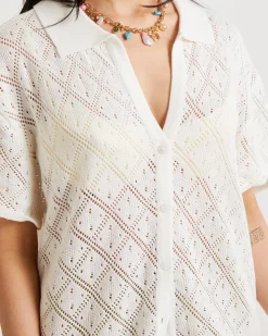 Lexi Crochet Shirt White