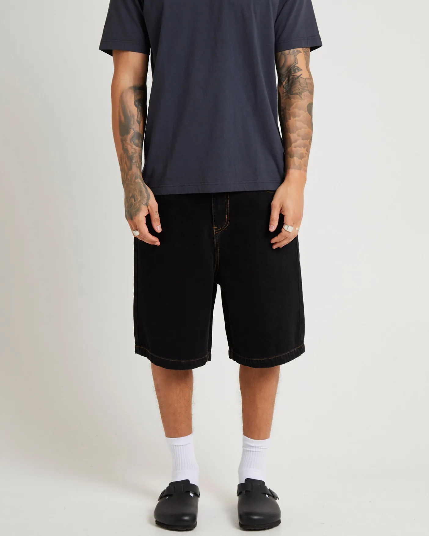 LIL C DENIM BAGGY SHORT WASHED BLACK