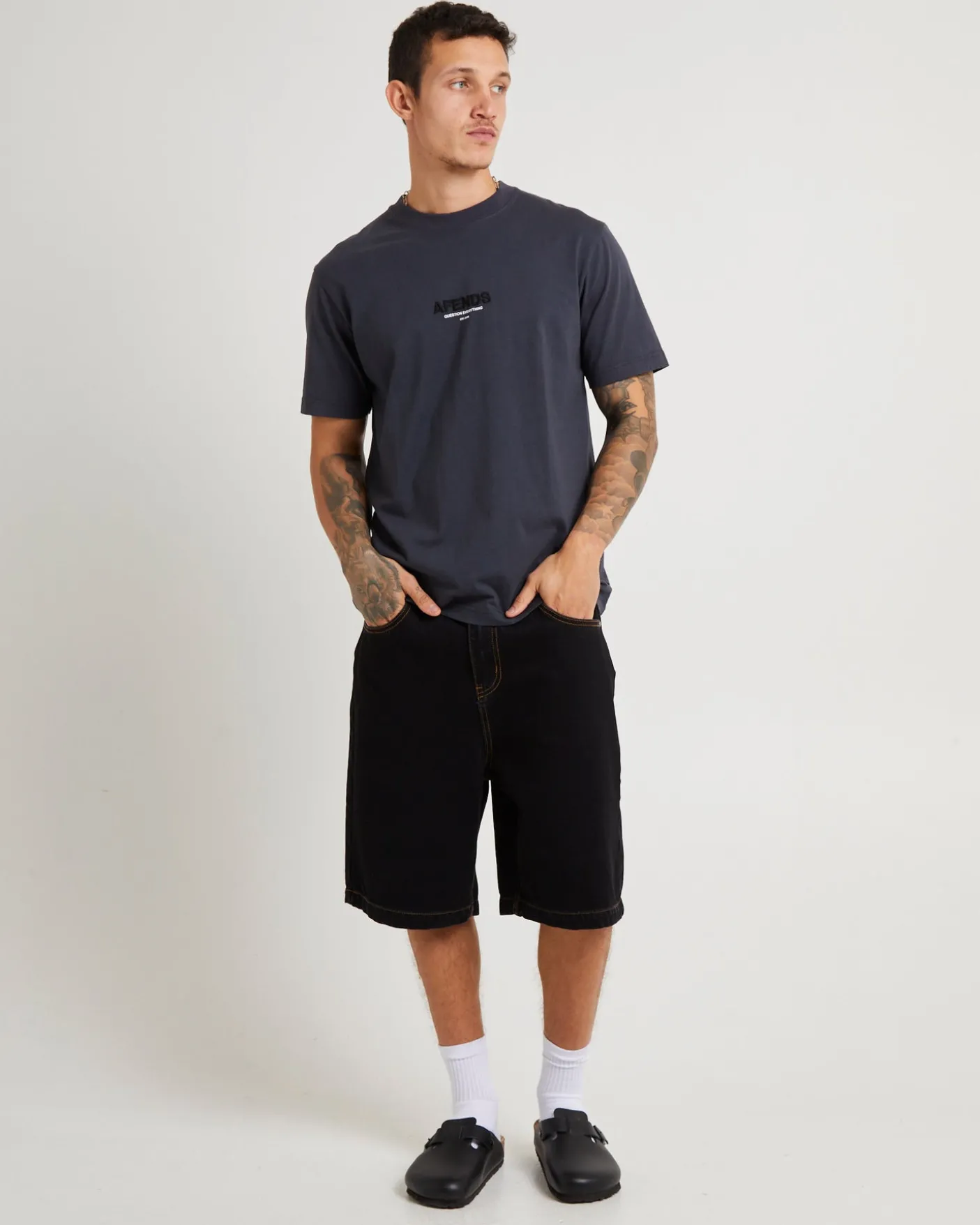 LIL C DENIM BAGGY SHORT WASHED BLACK