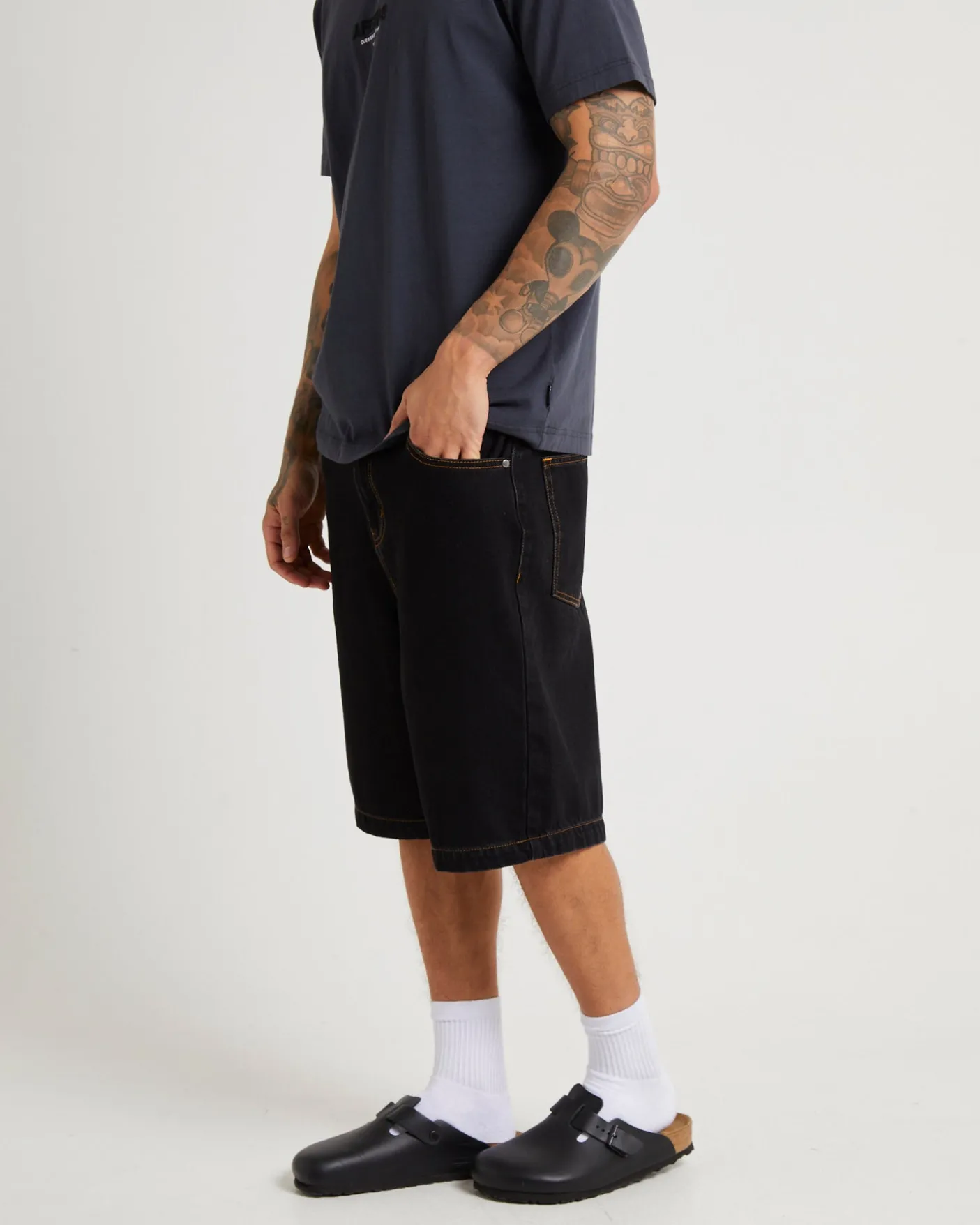 LIL C DENIM BAGGY SHORT WASHED BLACK