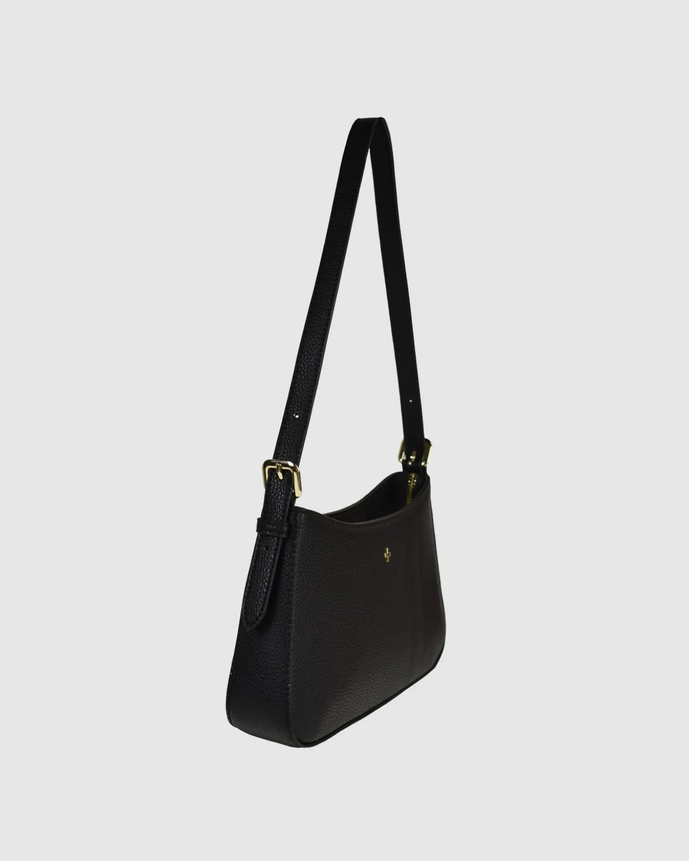 Lilu Shoulder Bag in Black Pebble Gold