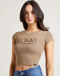 Logo Baby Tee in Taupe