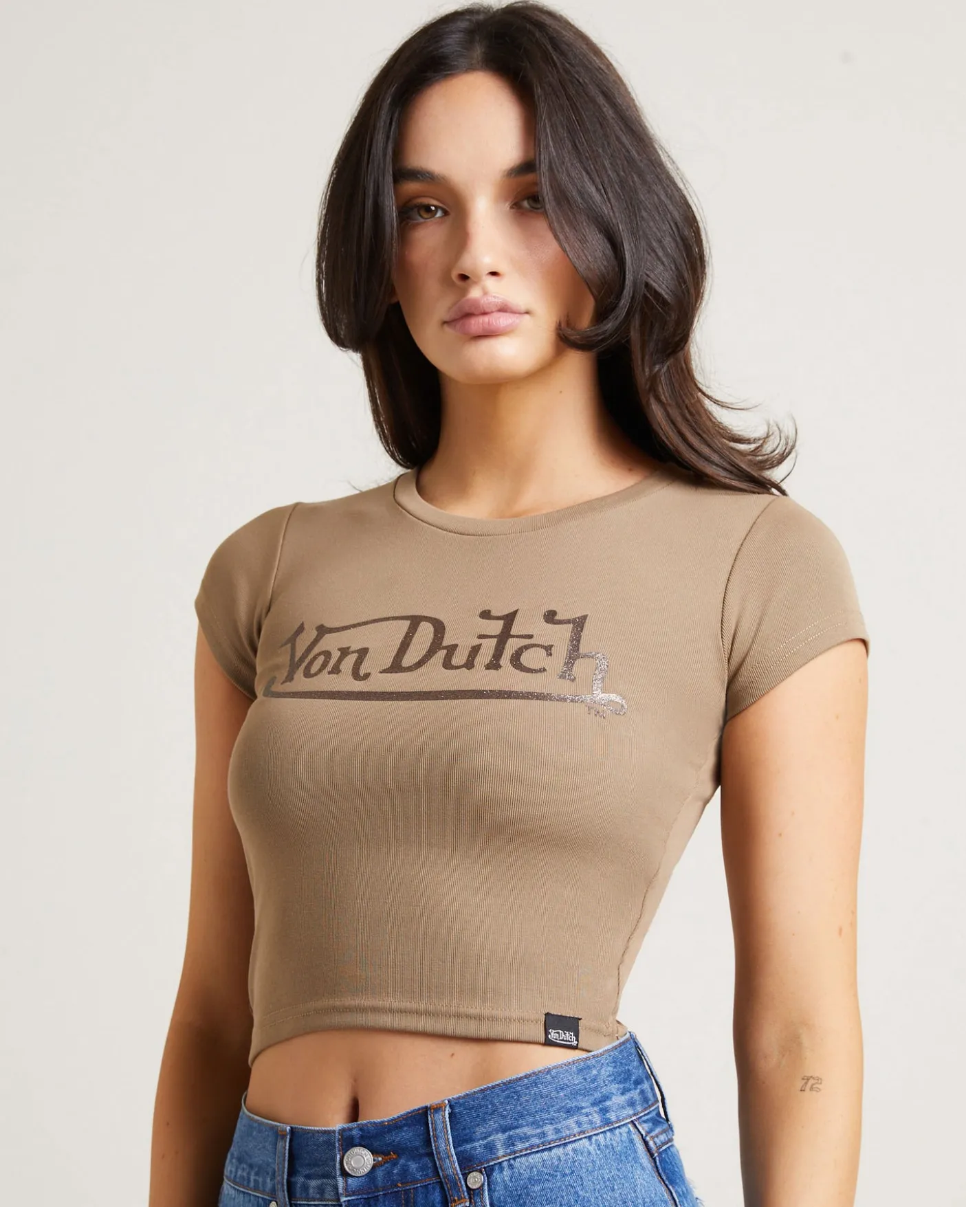 Logo Baby Tee in Taupe