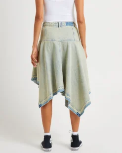 Lopez Handkerchief Hem Denim Skirt
