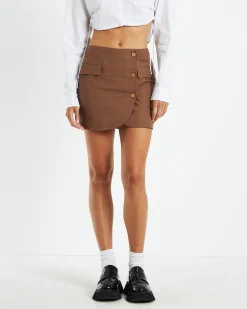 Lotti Wrap Blazer Skirt Brown