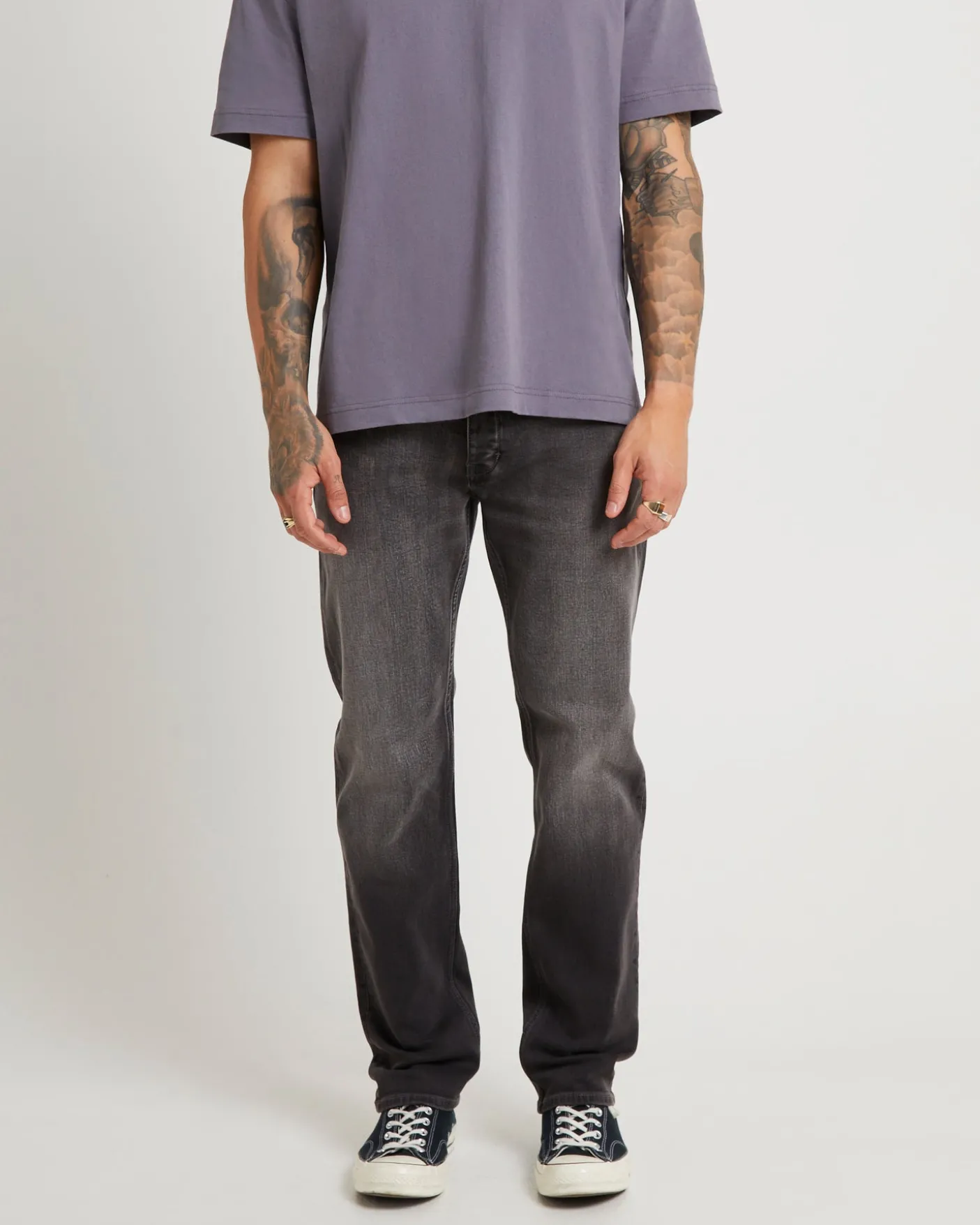 Lou Straight Denim Jeans Argent