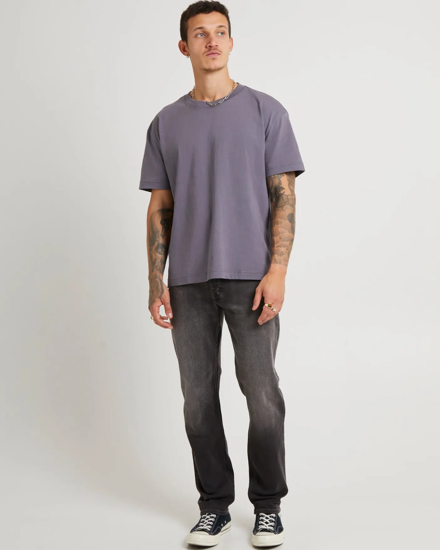 Lou Straight Denim Jeans Argent