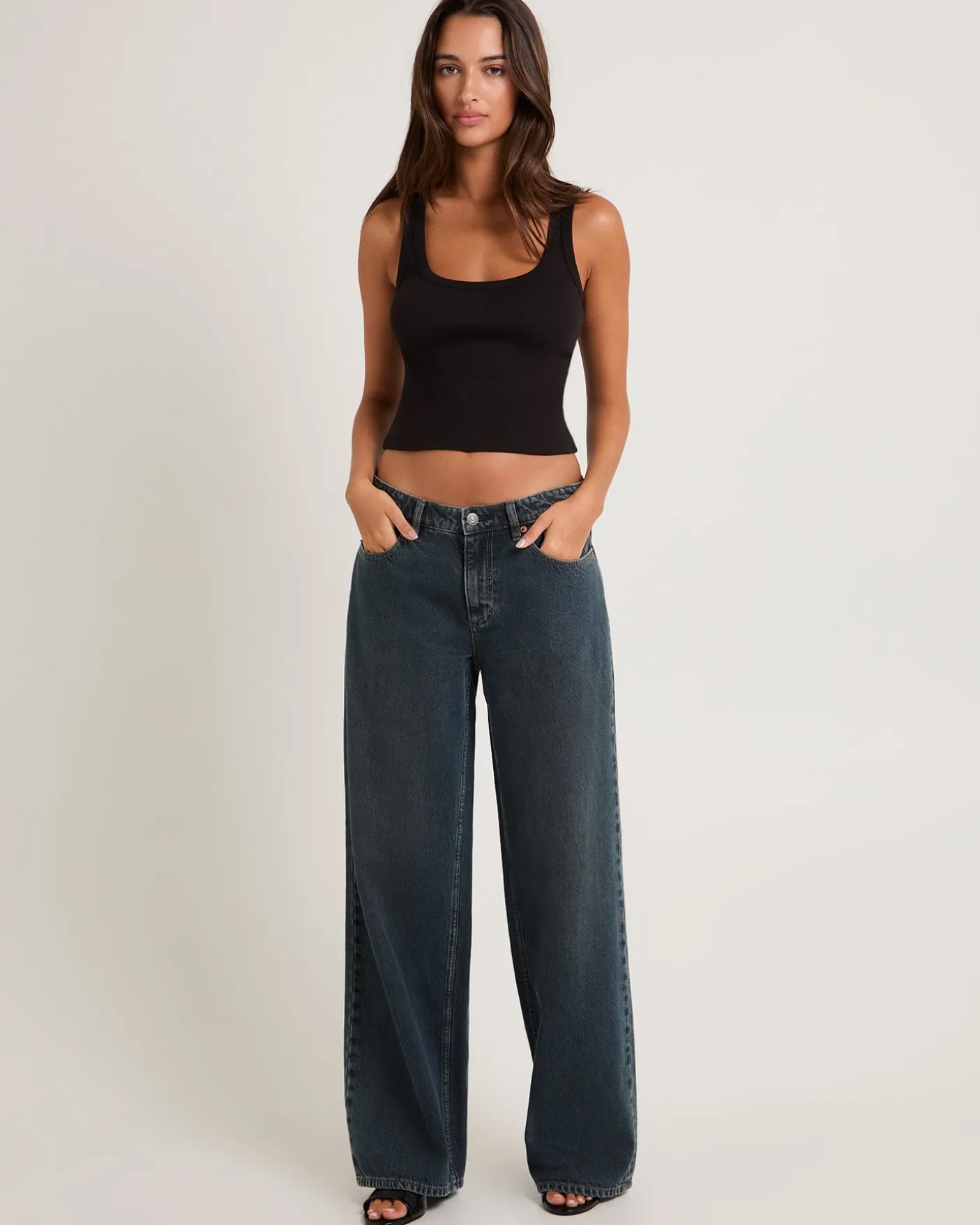 Low Slouched Denim Jeans Smoked Tea