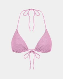 Lurex Halter Triangle Bikini Top