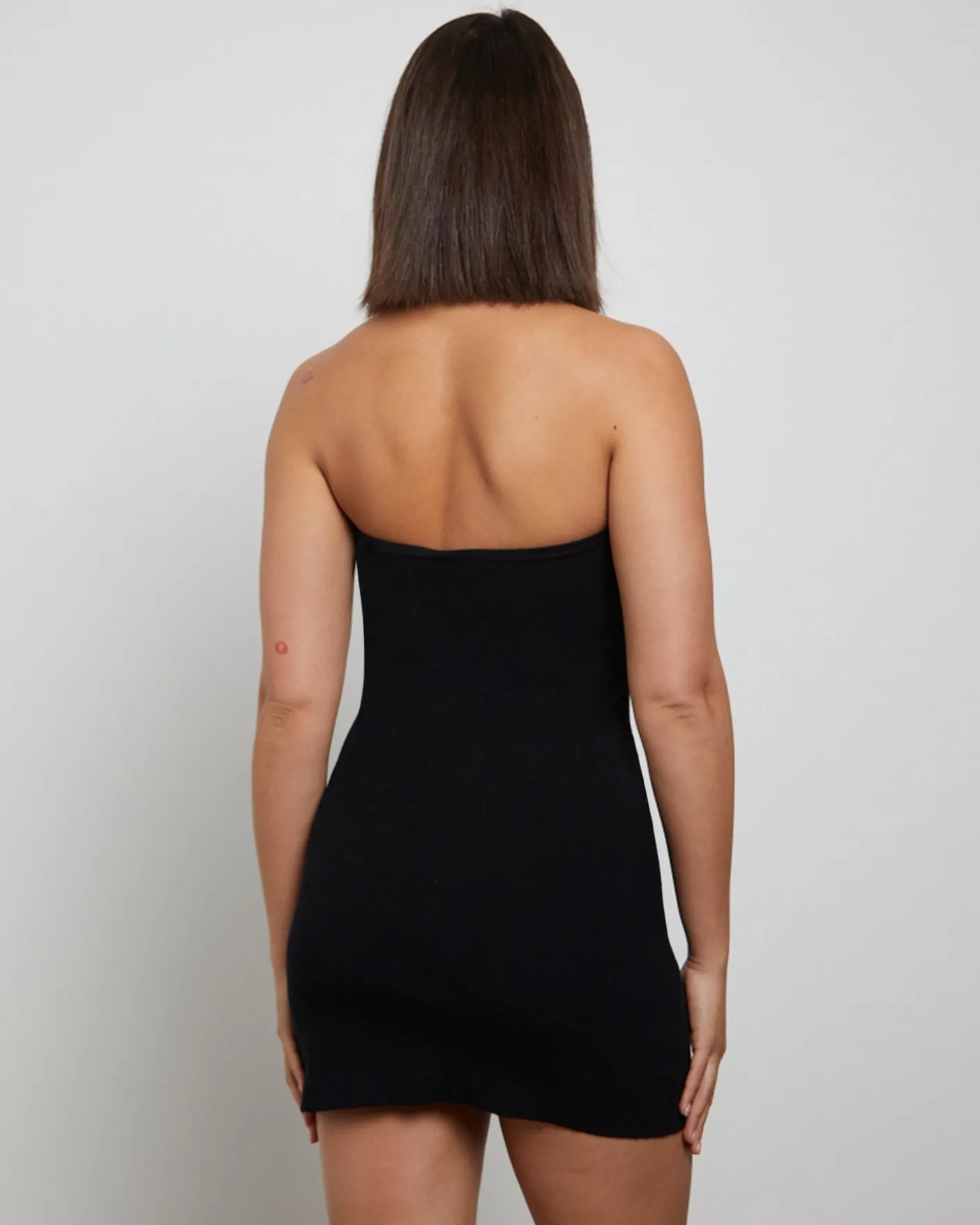 Luxe Knitted Bandeau Mini Dress in Black