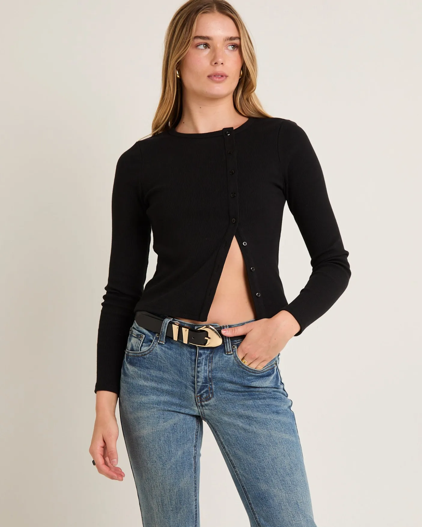 Maddy Button Asymmetric Top