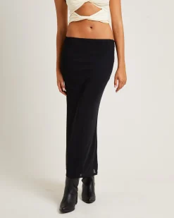 Marley Mesh Midi Skirt Black